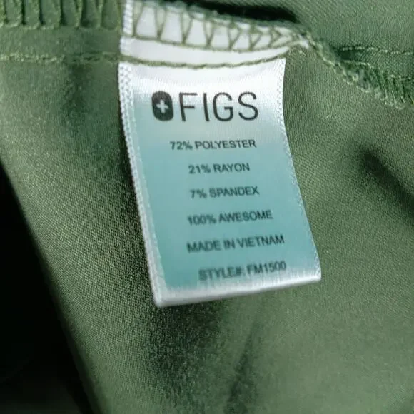 FIGS Scrub Set Men Medium Short Moss Green Leon Top Axim Cargo Pants Stretch - Picture 4 of 15